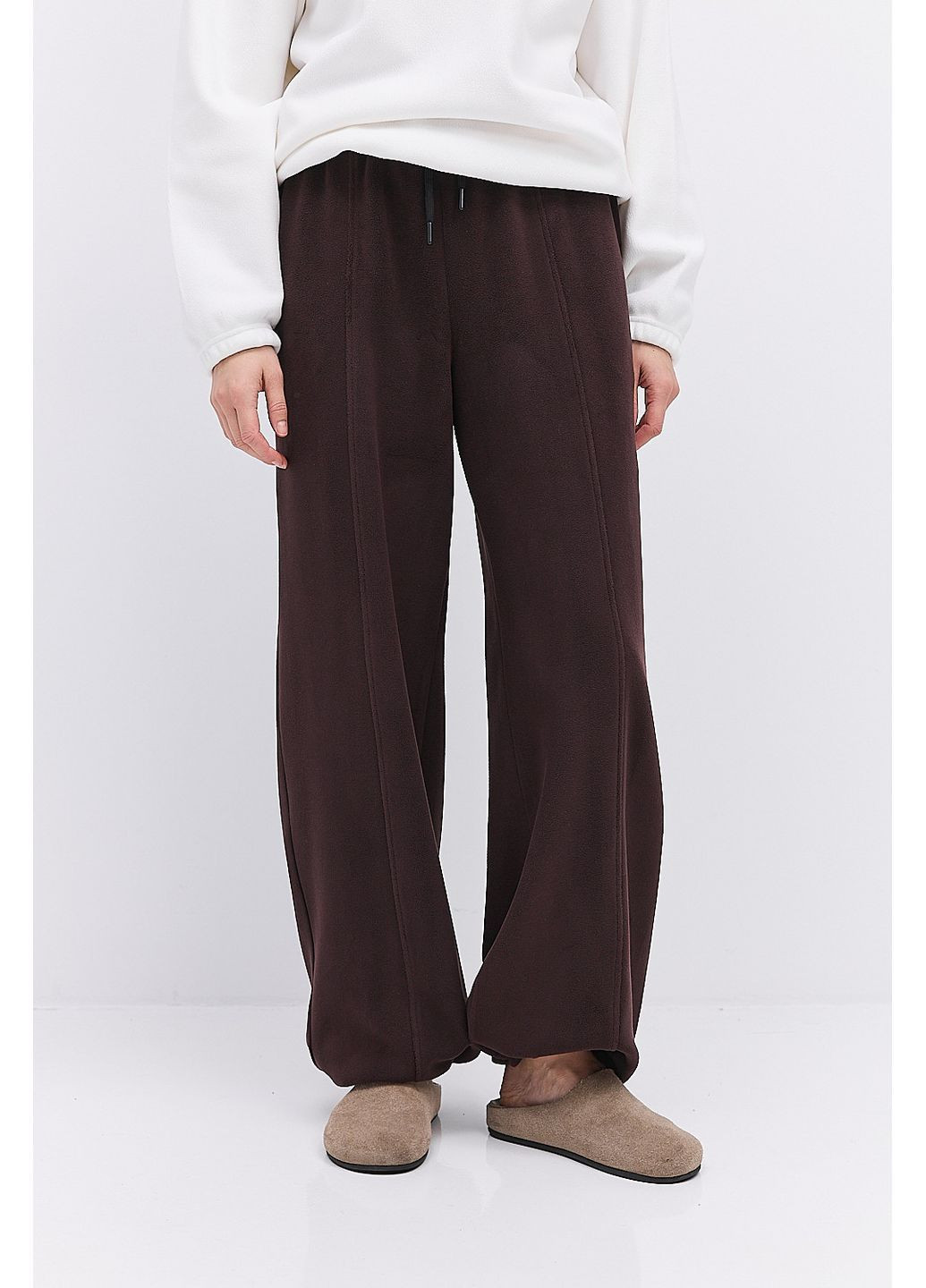 Теплые спортивные брюки женские из флиса шоколадного цвета Arjen (364967589)