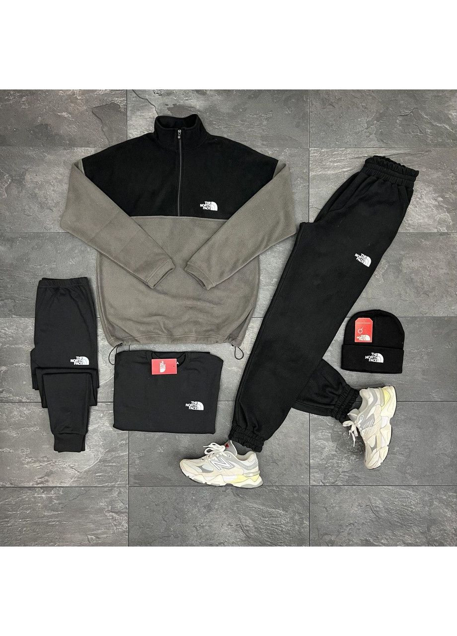 Осенний мужской спортивный комплект плюш на флисе 5в1 TNF серый No Brand (356509162)