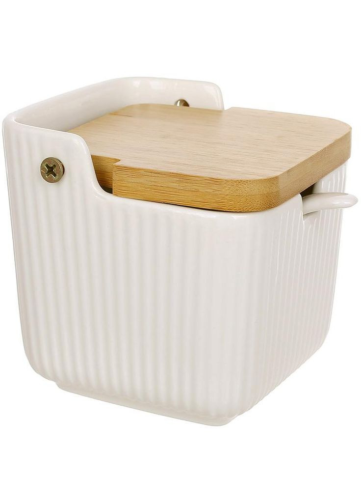 Банку для сипучих продуктів Nouvelle Home 300мл цукорниця сільничка з бамбуковою кришкою фарфорова BonaDi (368988853)