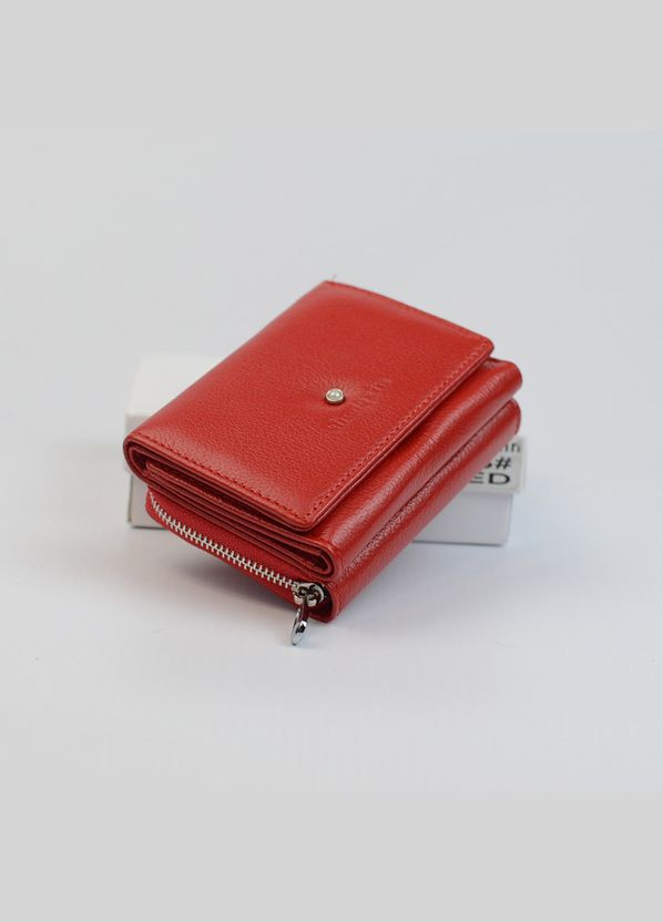 Женский маленький кожаный раскладной мини кошелек на кнопке с монетницей No Brand (333300161)