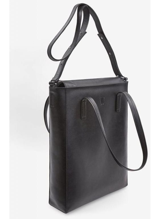 Сумка шоппер жіноча з натуральної шкіри через плече велика Чорний 39219 The Wings (353302616)