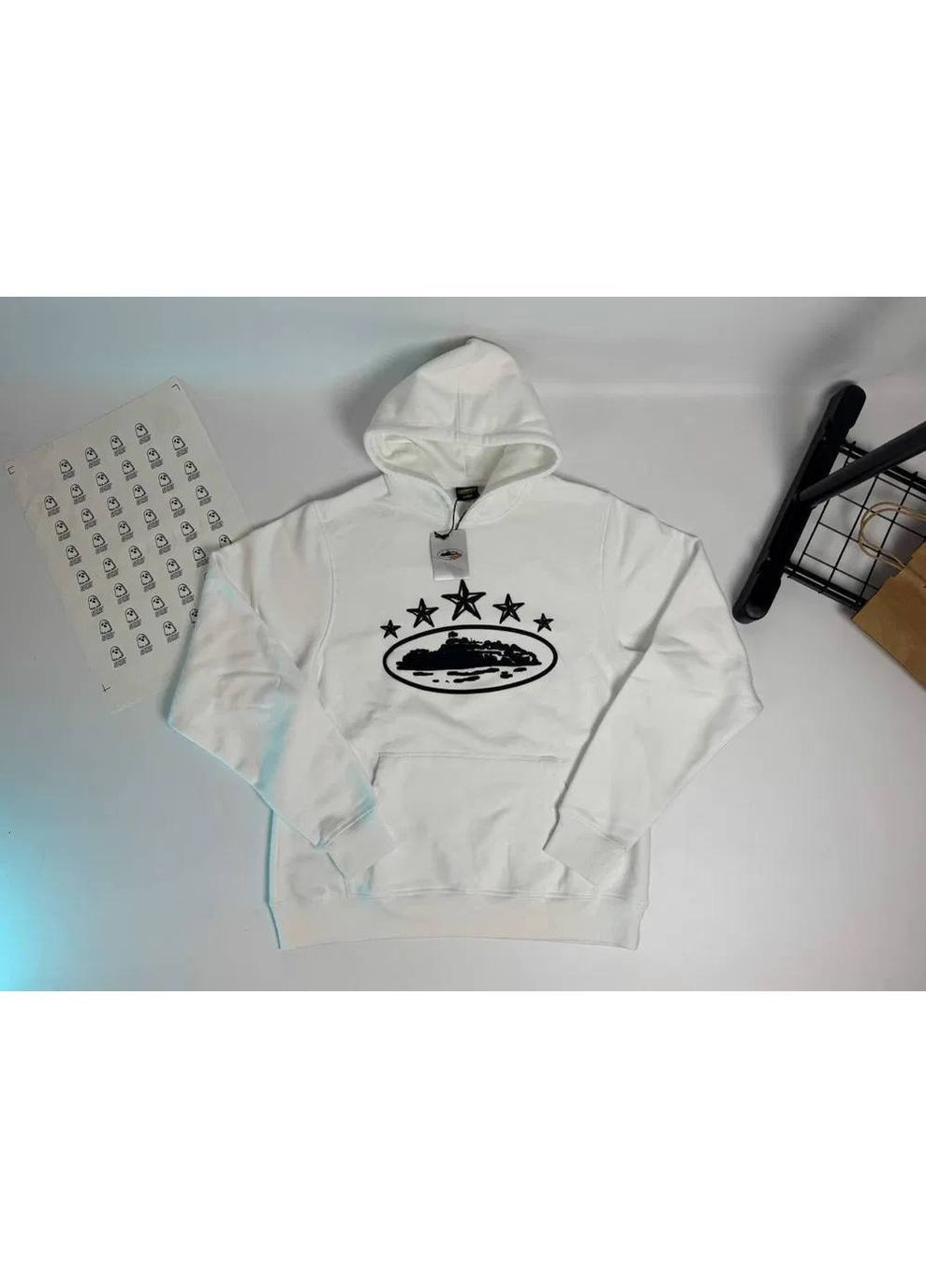 Мужское худи с красивым принтом, белое, в стиле corteiz. No Brand (364503819)