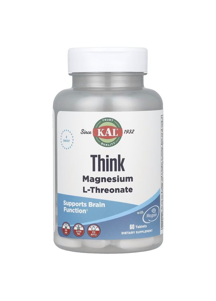Магній L-треонат Think Magnesium L-Threonate, 60 таблеток KAL (322415429)