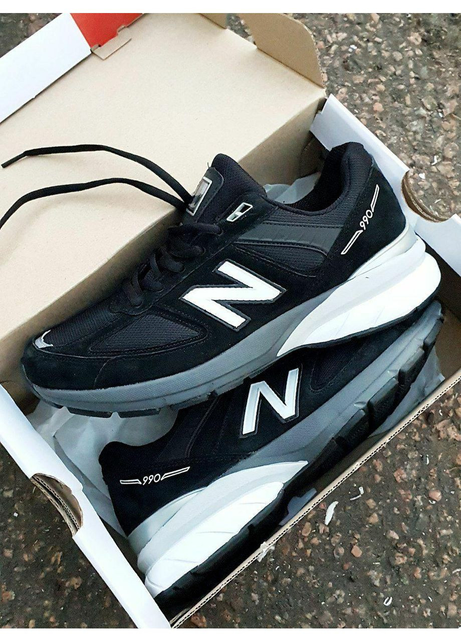 КРОССОВКИ ЖЕНСКИЕ NEW BALANCE 990 V5 BLACK WHITE GREY НЬЮ БЕЛАНС 990 V5 No Brand серые демисезоны (369389499)