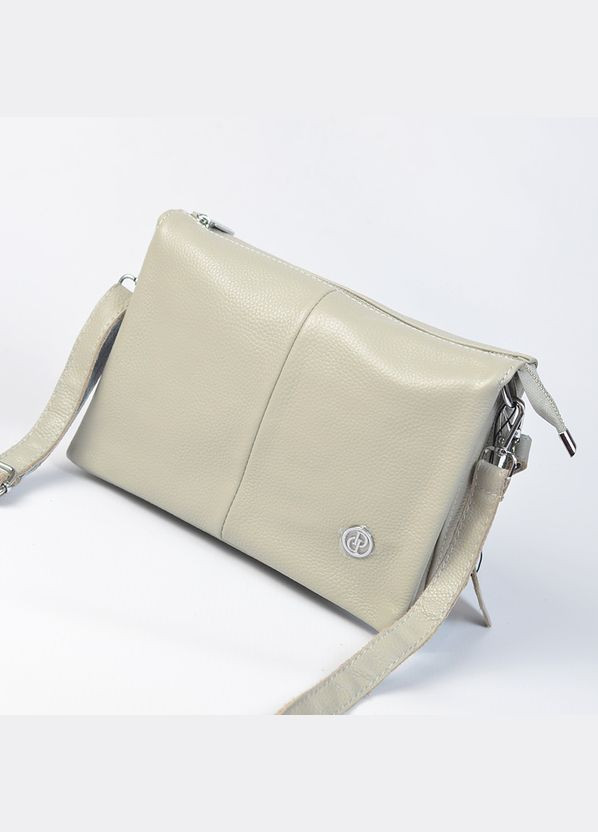 Серая женская кожаная маленькая сумка клатч кросс-боди на три отделения через плечо No Brand (311280540)