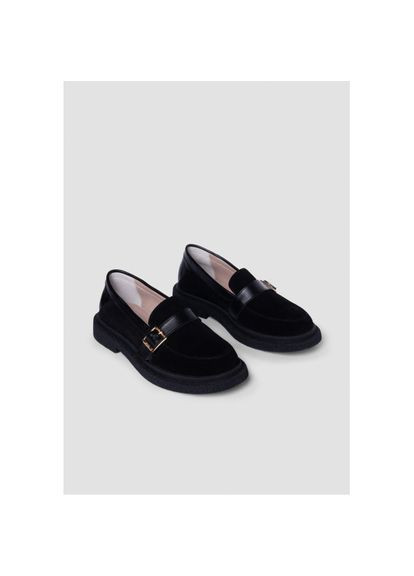 Черные женские туфли на низком ходу Кожа/Замша р. (merry01ch) Vm-Villomi