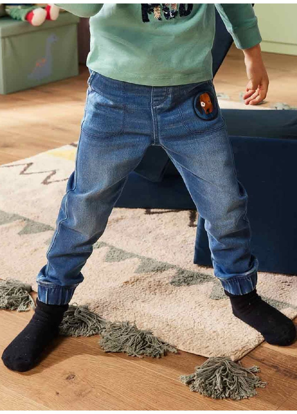 Синие демисезонные джоггеры джинсы Lupilu