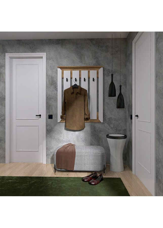 Вешалка 900 Нордик, Дуб Крафт Золотой, Белый Еверест (367395267)