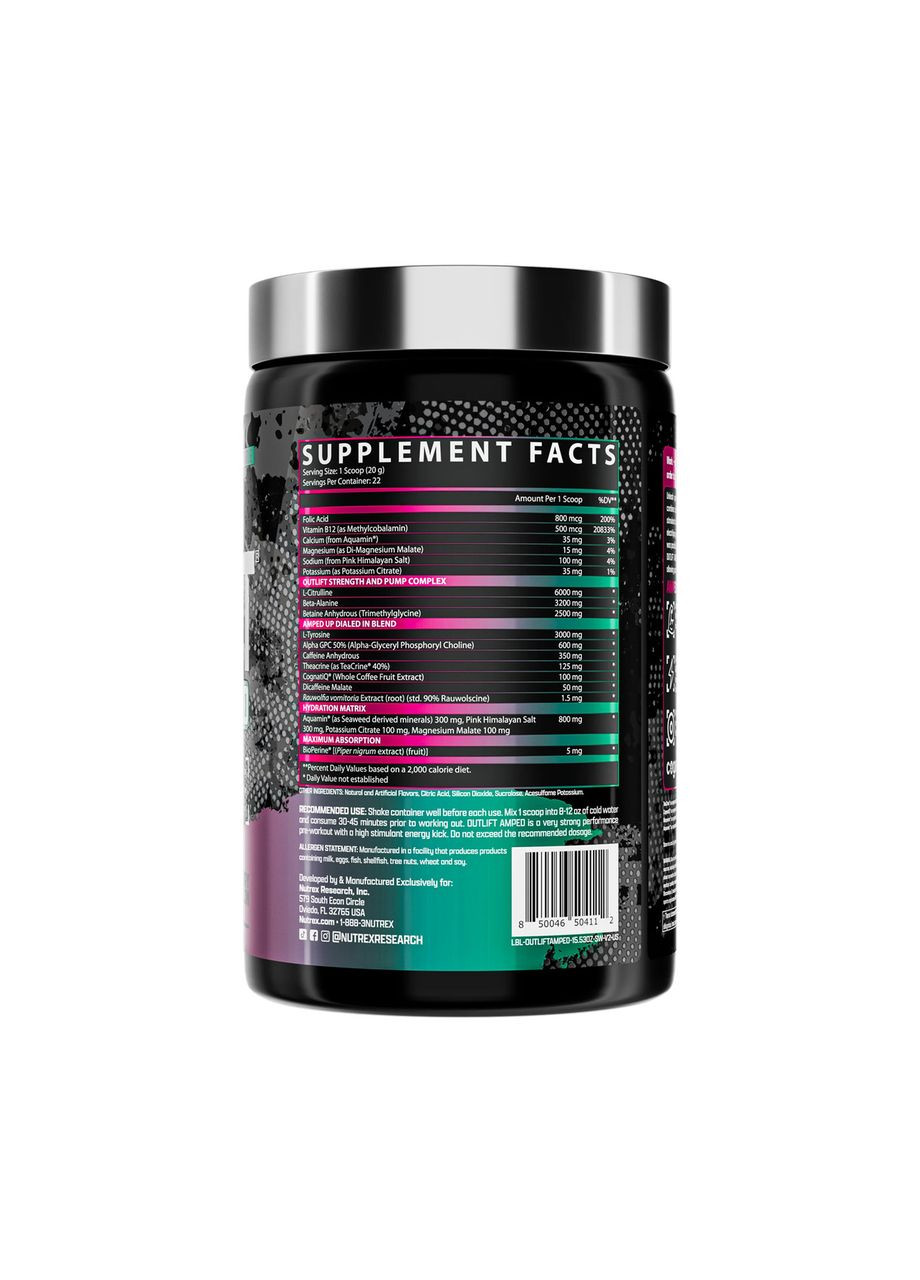 Outlift Amped - 440.3g Strawberry Watermelon Nutrex (369398097)