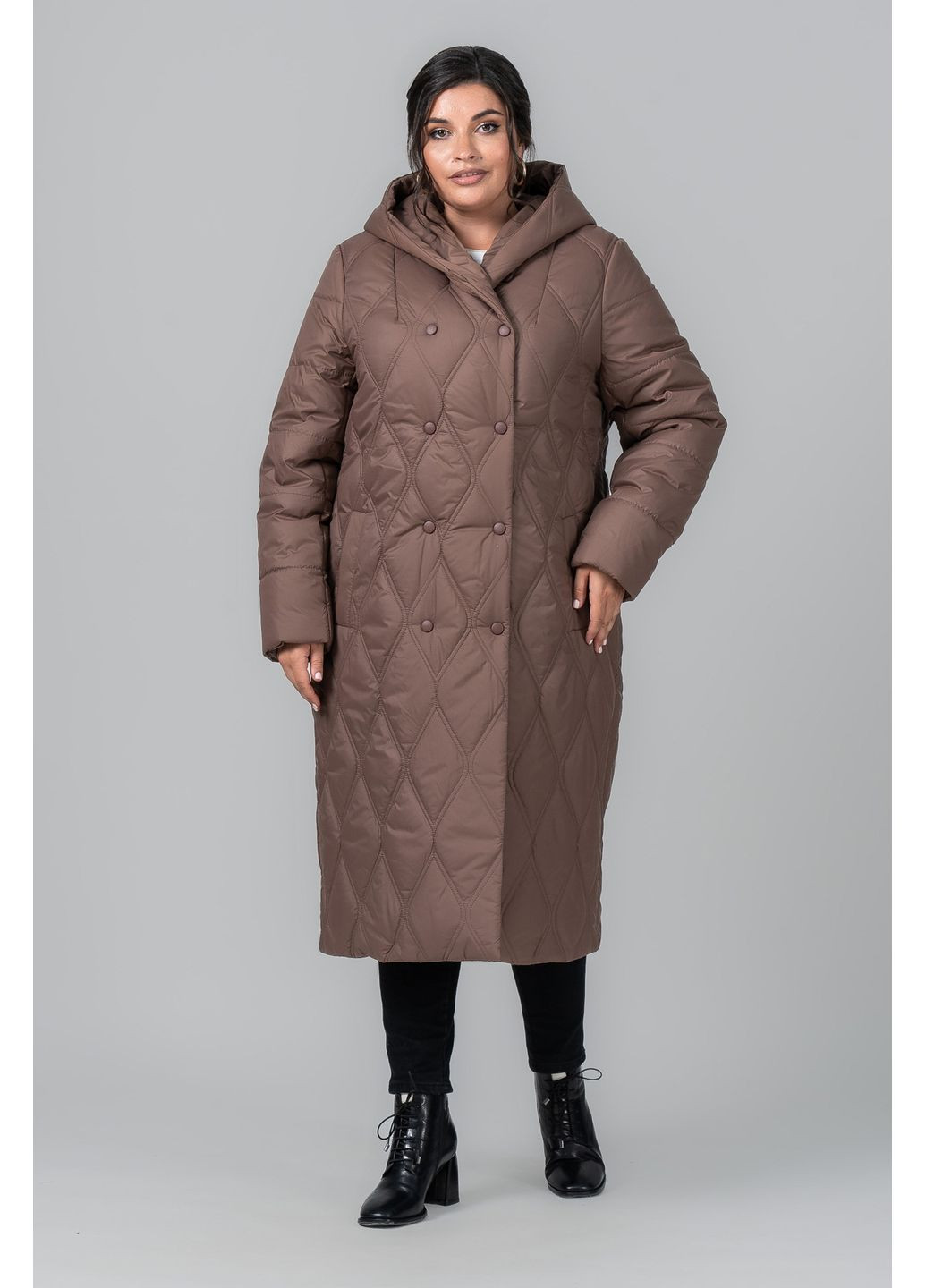 Коричнева демісезонна пальто напівприлеглого силуету all posa (ap102012p) A'll Posa