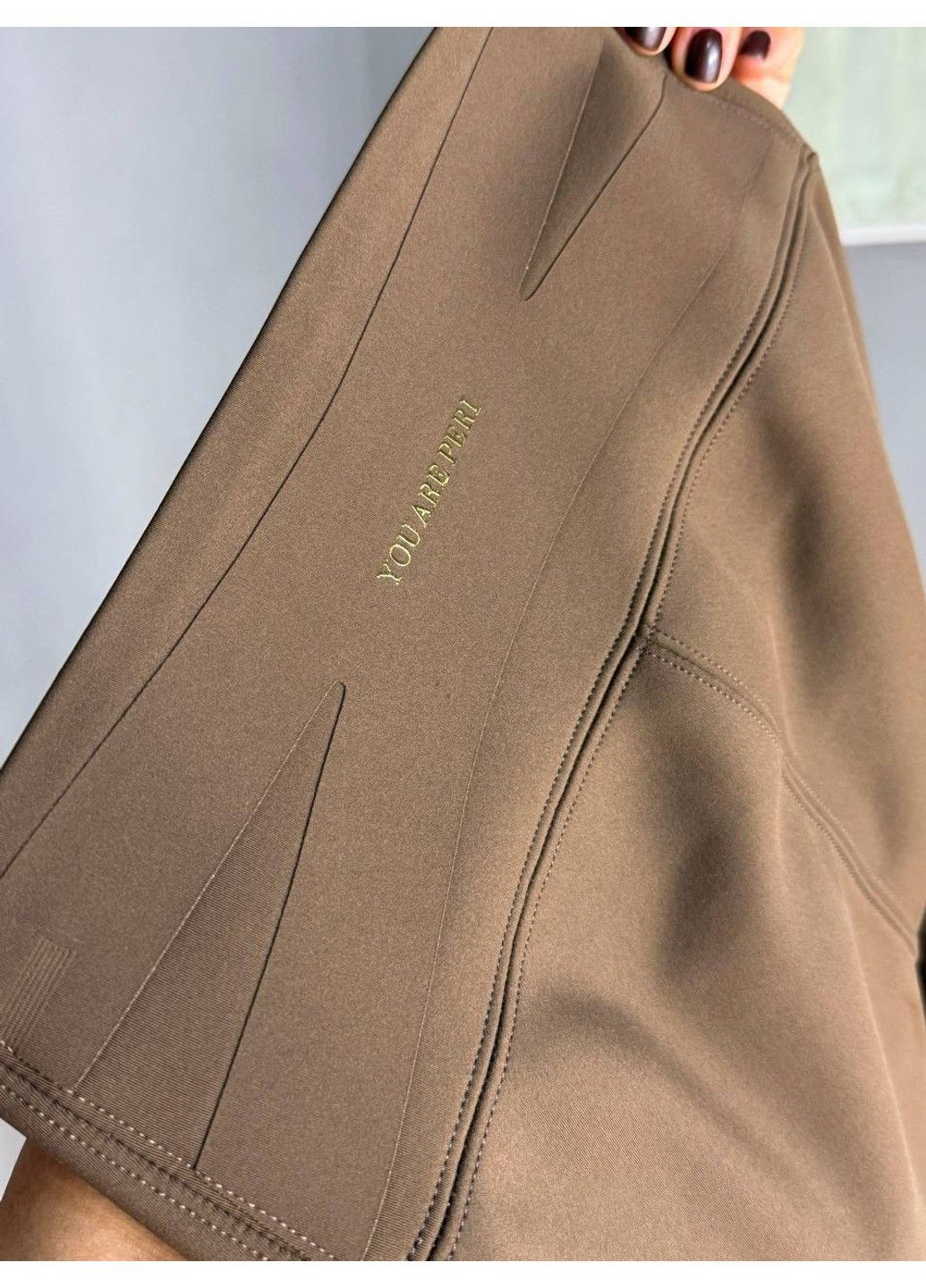 Коричневые зимние лосины женские you are peri 24052 утепленные на флисе пуш ап с надписью коричневые No Brand