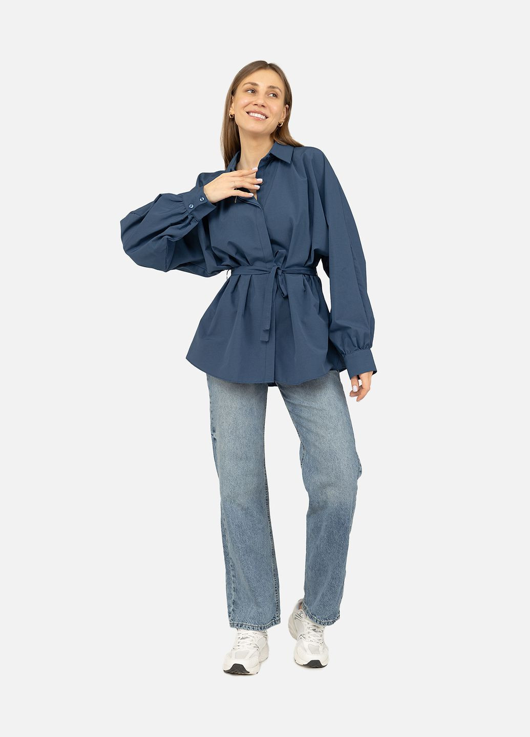 Сорочка приталена жіноча колір індіго CB-00270229 Reyon (322234827)