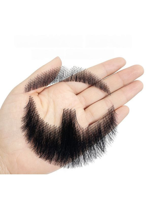 Накладна борода та вуса реалістичні, справжнє натуральне волосся на сітці No Brand (361258923)