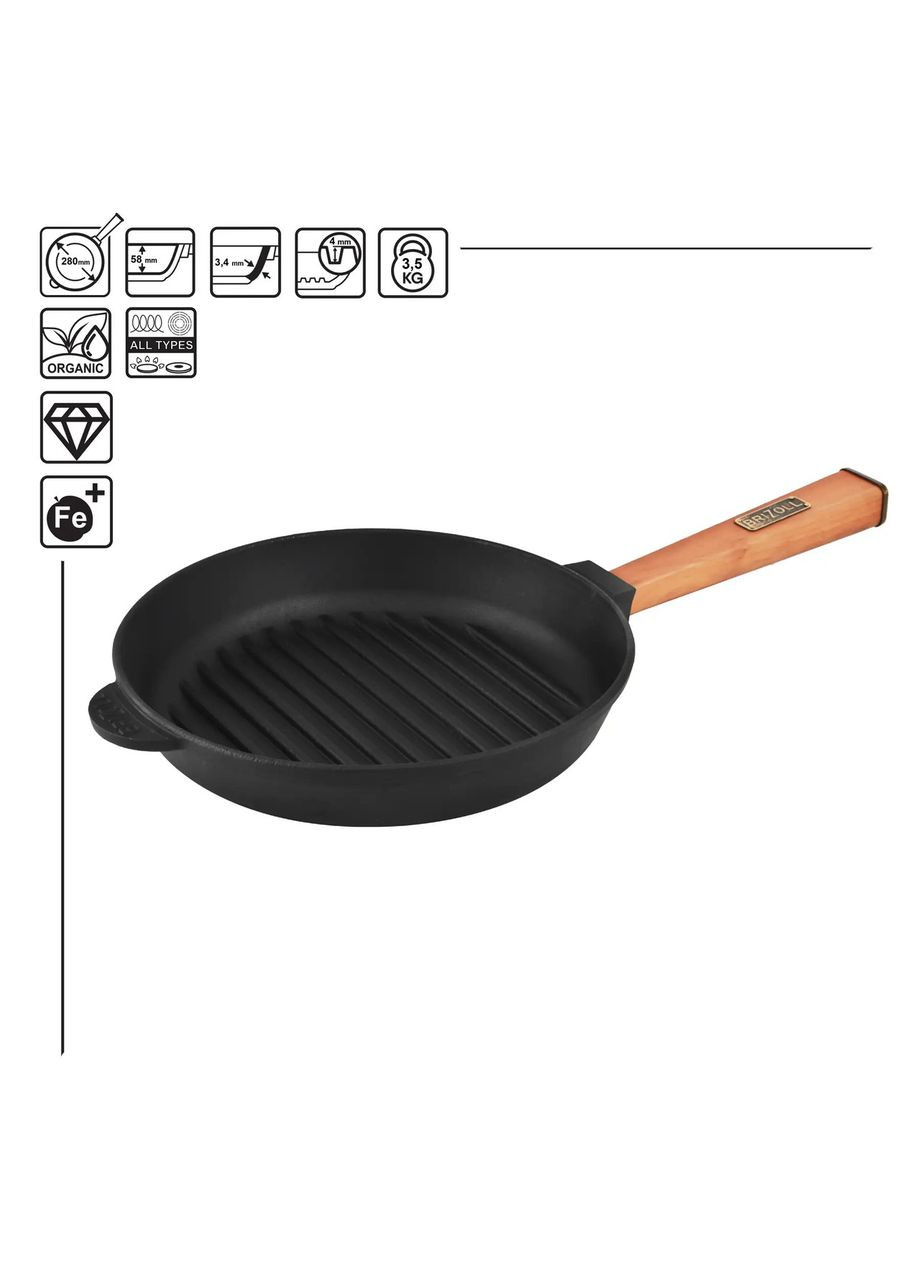 Сковорода-гриль чавунна Optima 28 см (O2850G-P) Brizoll (334004983)