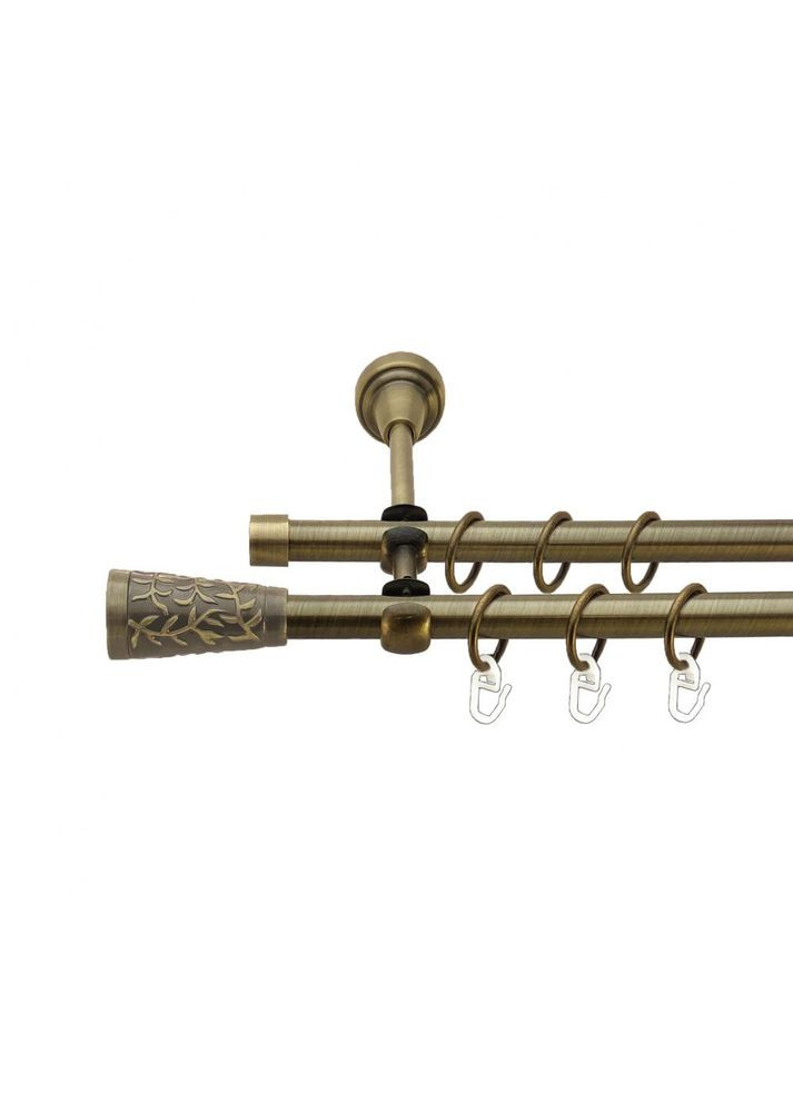 Карниз Севилия металлический двухрядный открытый гладкая труба Антик 16\16 мм 160 см (7318619) ORVIT (300795661)