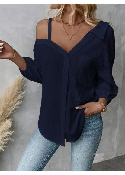 Синіти блуза жіноча з відкритим плечем, у смужку, блакитна, (арт. 406) No Brand