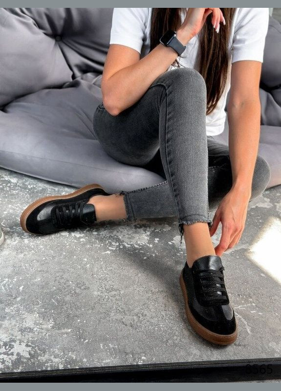 Черные кеды женские черные, натуральная кожа Mermaid Lilit