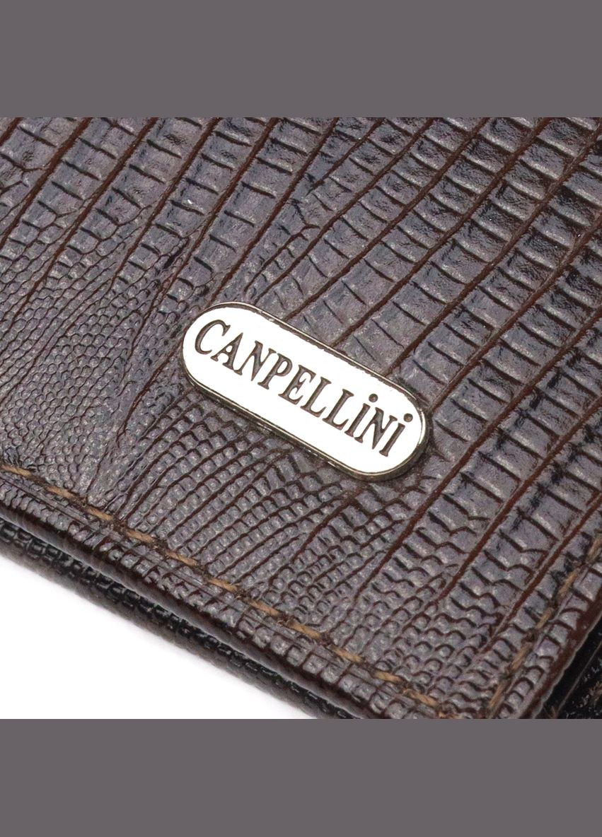 Лакований гаманець для чоловіків у два складення з натуральної фактурної шкіри 21585 Canpellini (331908158)
