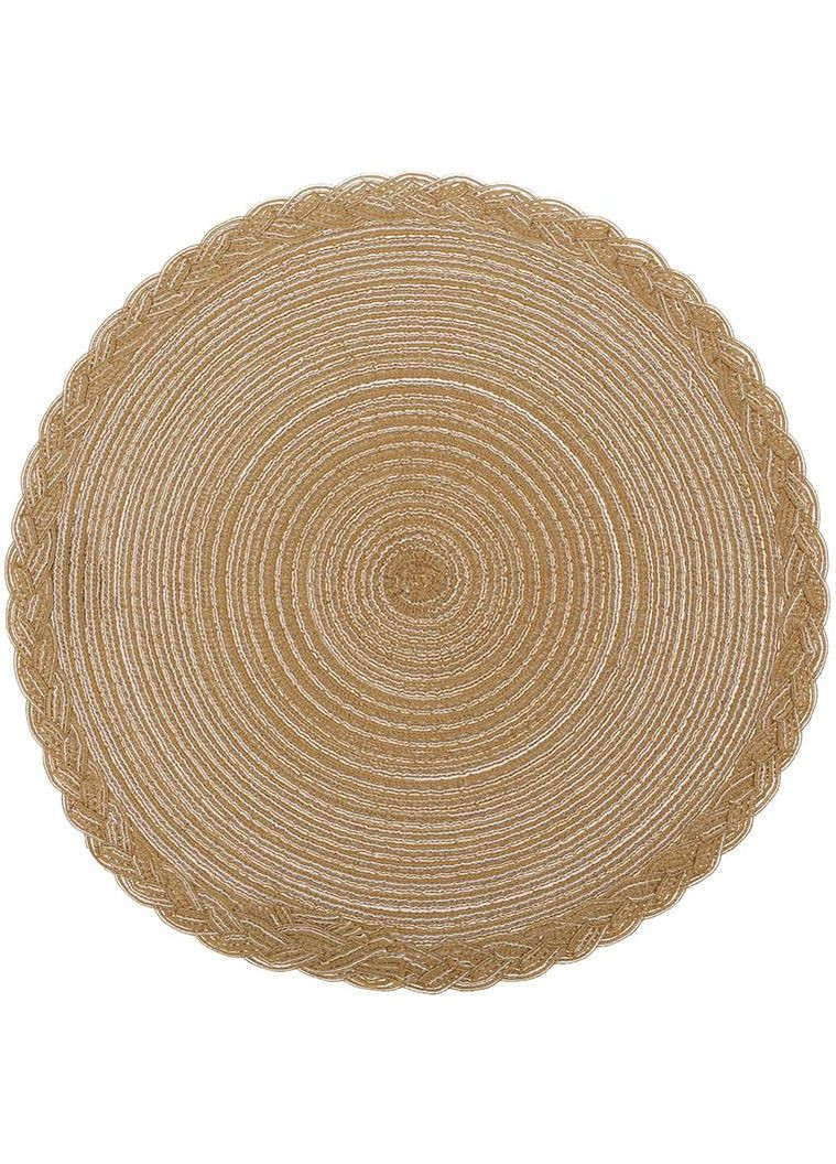 Набір килимків сервіровок 12 шт Margrese бежеві плеймати для столу підтарельники Ø38 см поліпропілен BonaDi (368987834)