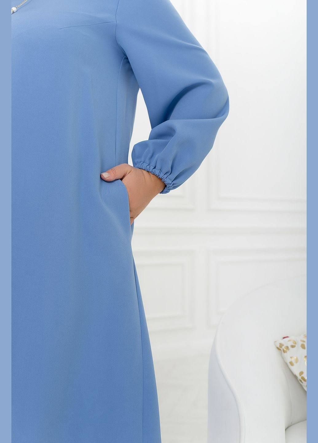 Голубое повседневный платье а-силуэт Minova однотонное