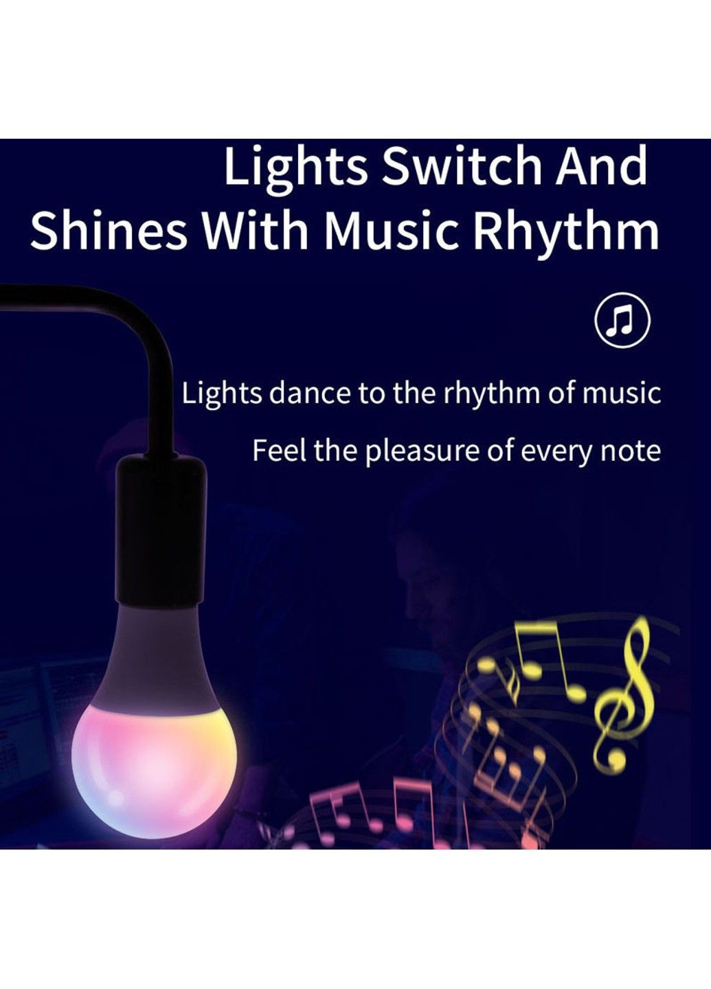 Уценка Светодиодная RGB лампочка Smart bulb light 2pcs with Bluetooth E27 with app Epik (291881192)