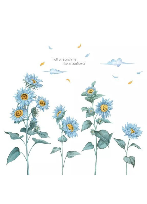 Виниловые наклейки Голубые подсолнухи (лист 60 х 90 см) ZM-AB No Brand (355947879)