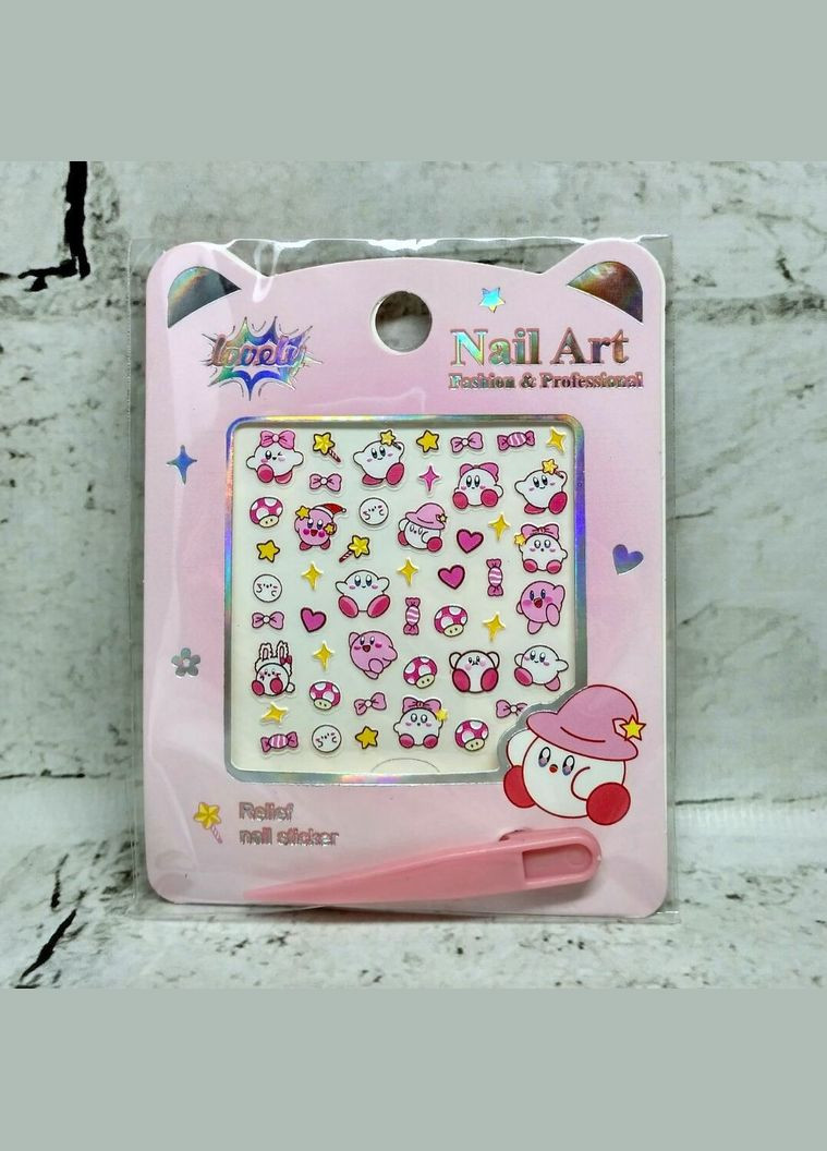 Наклейки для нігтів дитячі дизайн манікюру рельєфні 6х6 см No Brand (325701486)