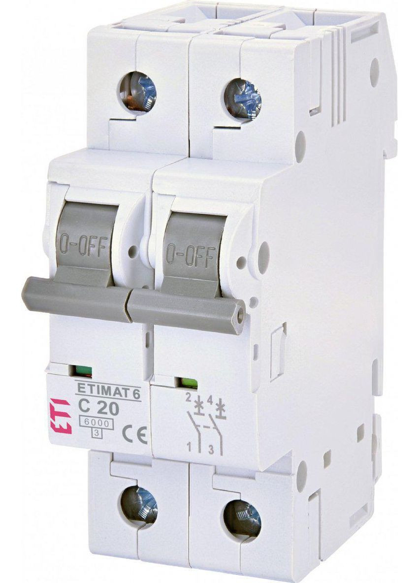 Вимикач автоматичний 2-п C20А 6kA Etimat 6 AC 2143517 ETI (337359753)