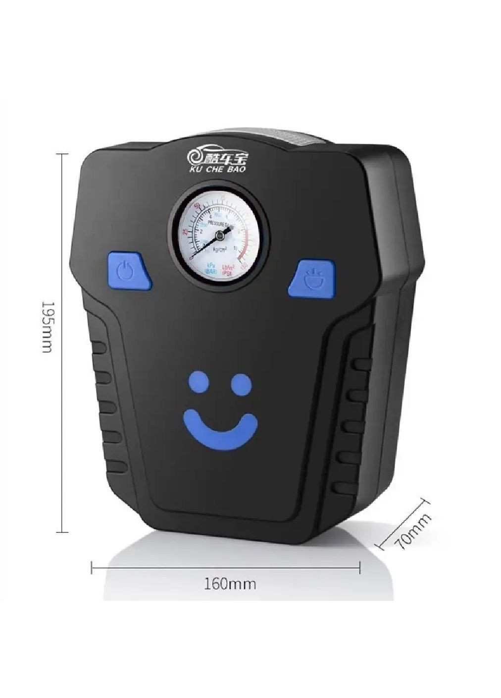 Насос компресор електричний для машини автомобіля аналоговий з манометром світлодіодним освітленням 19х8 см (477882-Prob) Unbranded (300625651)