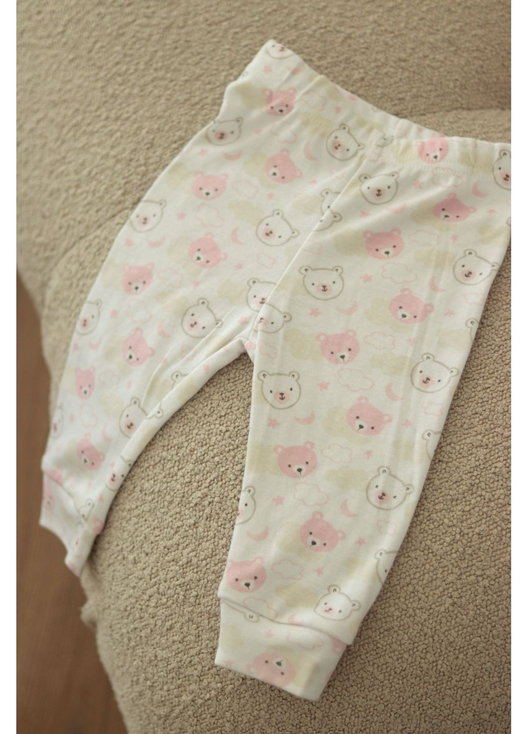 Рожевий літній костюмчик на дівчинку трійка з принтом ведмедика трійка New Brand