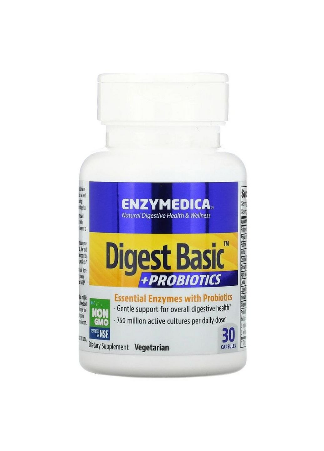 Натуральная добавка Digest Basic + Probiotics, 30 капсул Enzymedica (293421857)