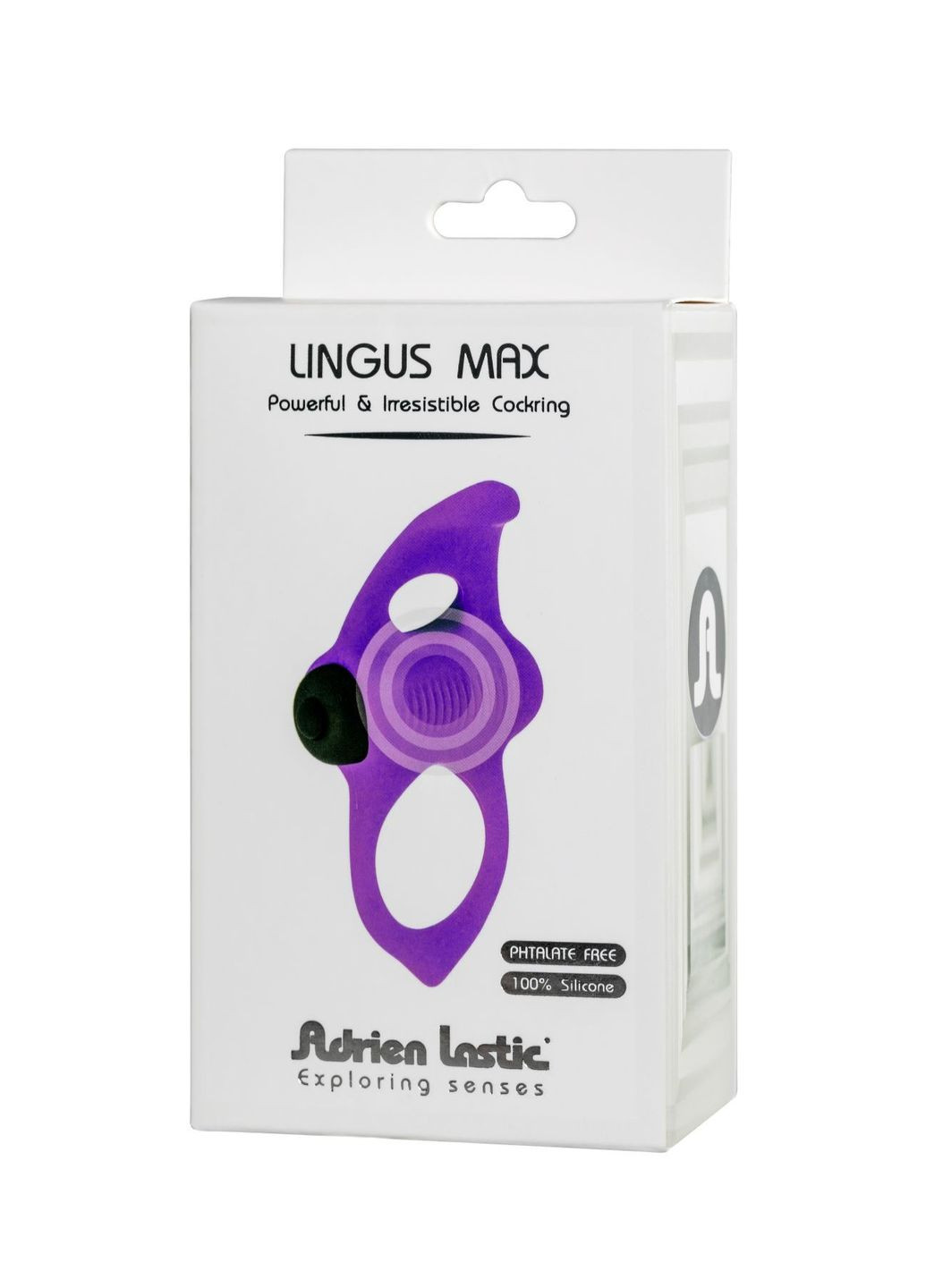 Ерекційне віброкільце Lingus MAX Violet з язичком для стимуляції клітора Adrien Lastic (297573961)