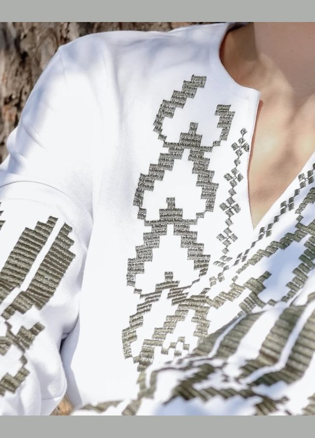 Белая вышиванка женская с длинным рукавом hc (h001-8030-038-22-1) приталенная (299915945)