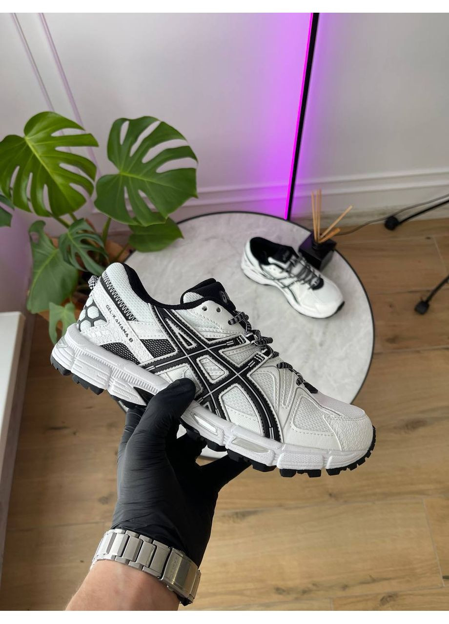 Белые демисезонные кроссовки мужские и женские asics gel-kahana 8 white black | асикс гель-кахана 8 белые черные No Brand