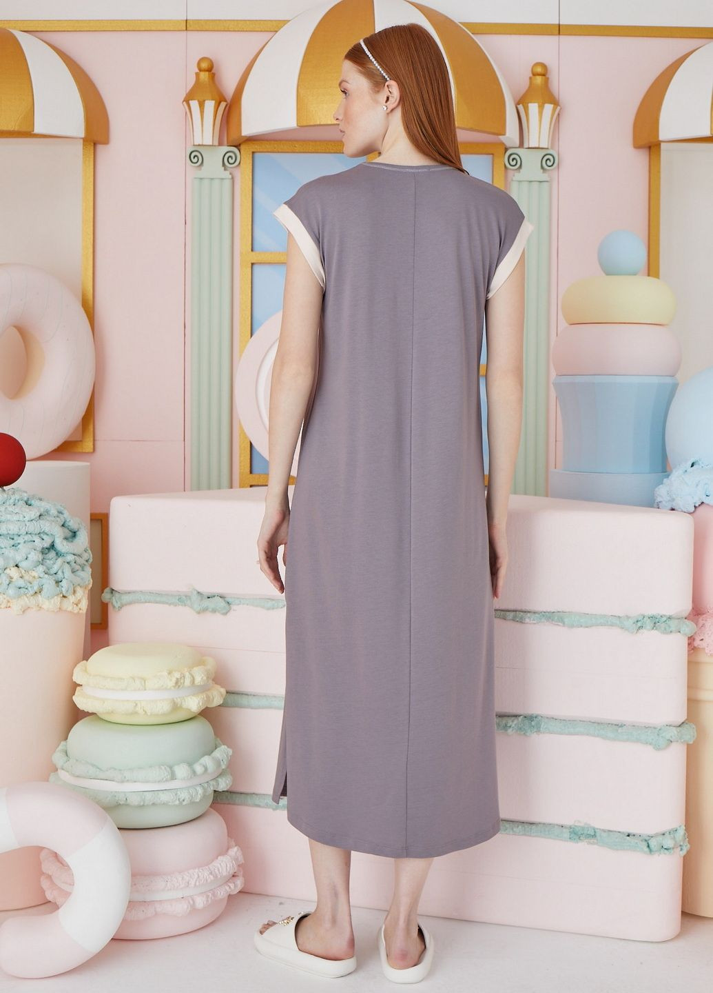 Сіра сорочка нічна жіноча Sevim