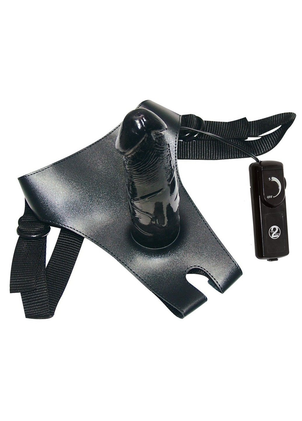 Чорний страпон з вібрацією Queeny Love No Brand (284236419)