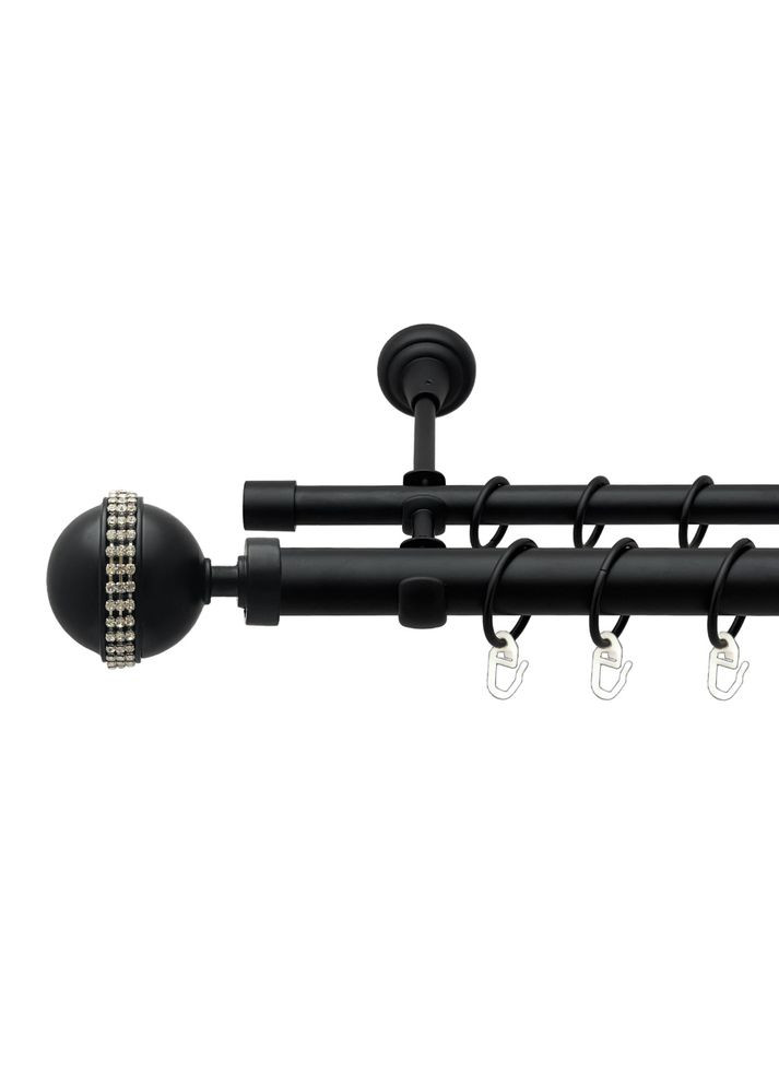 Карниз Авея металлический двухрядный открытый гладкая труба Черный 25\16 мм 240 см (00-00024502) ORVIT (300844254)