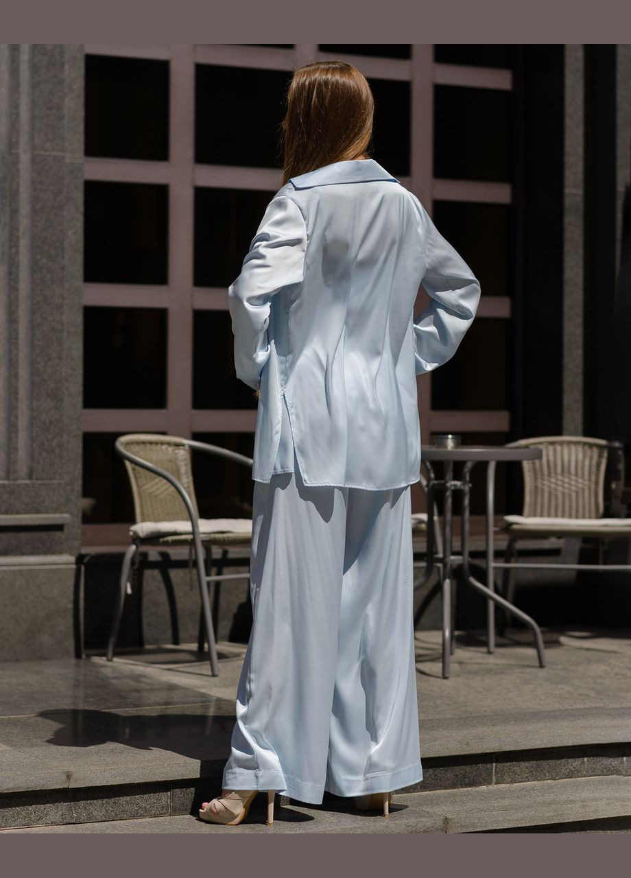Жіночий костюм з шовку Армані сорочка та штани Бакитний Maybel (294093297)