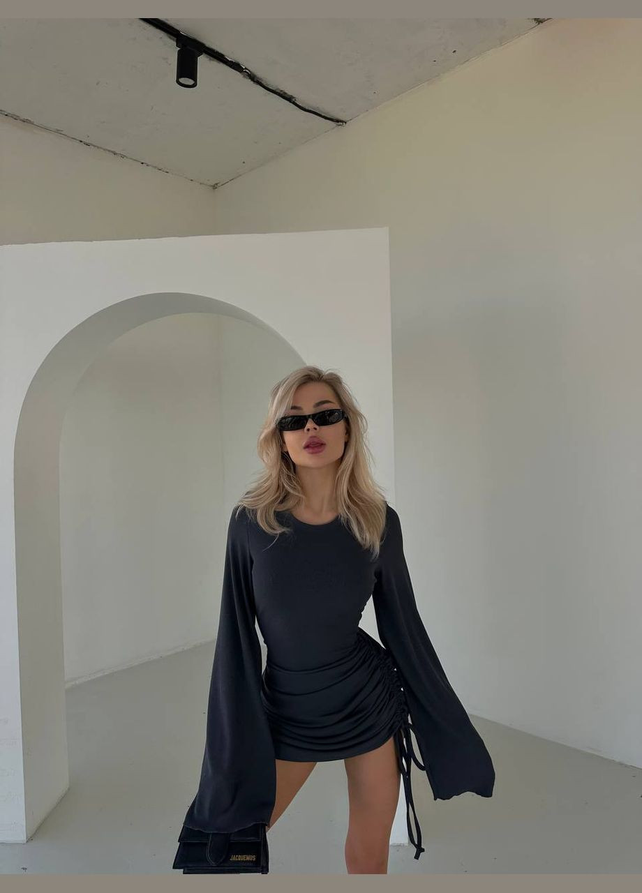 Графітова кежуал сукня N.Family однотонна