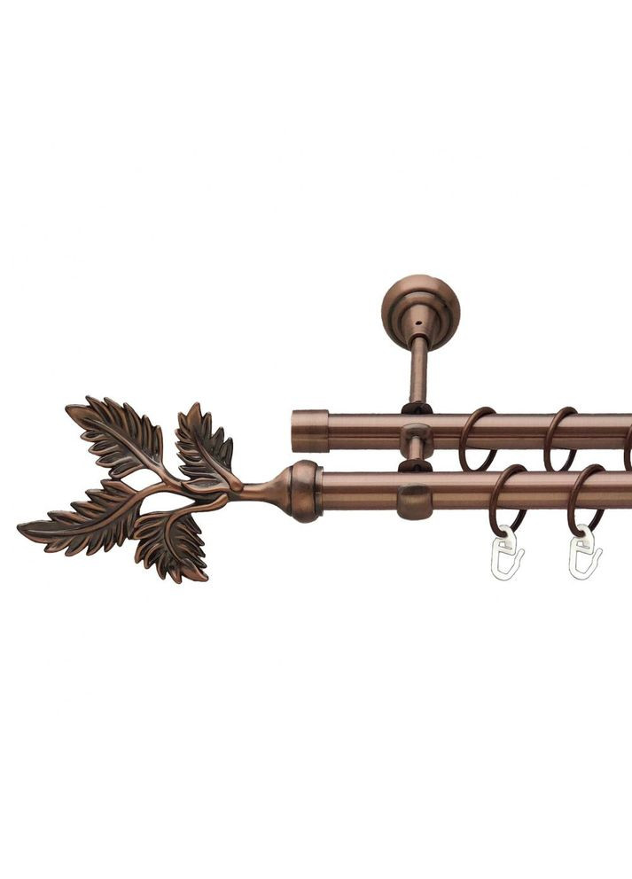 Карниз Папороть металевий дворядний відкритий гладка труба Мідь 19\19 мм 300 см (00-00012121) ORVIT (300278182)