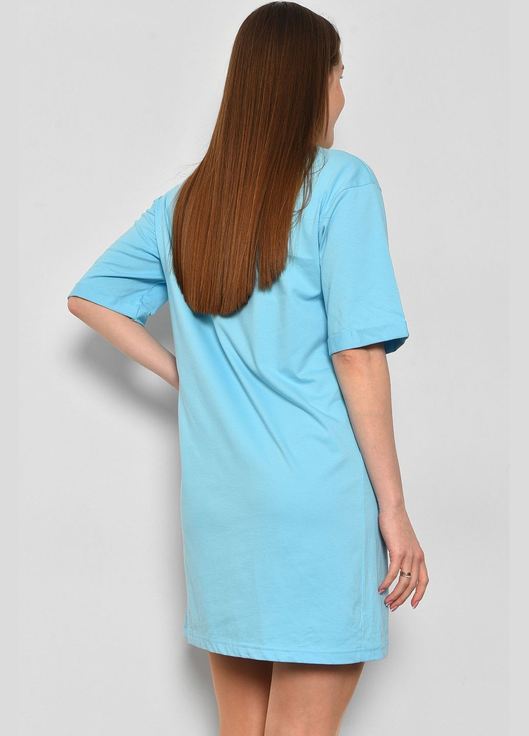 Туника женская из ткани лакоста голубого цвета Let's Shop (292630396)