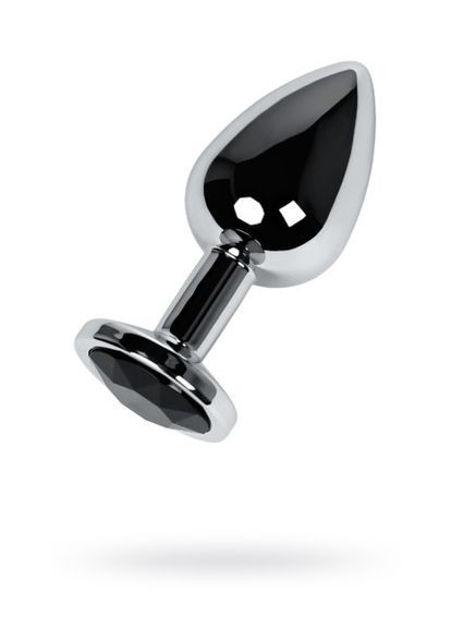 Silver anal plug TOYFA Metal with black round-shaped gem, length 7,5 cm, diameter 1,8-3,4 cm, weight No Brand (294181656)