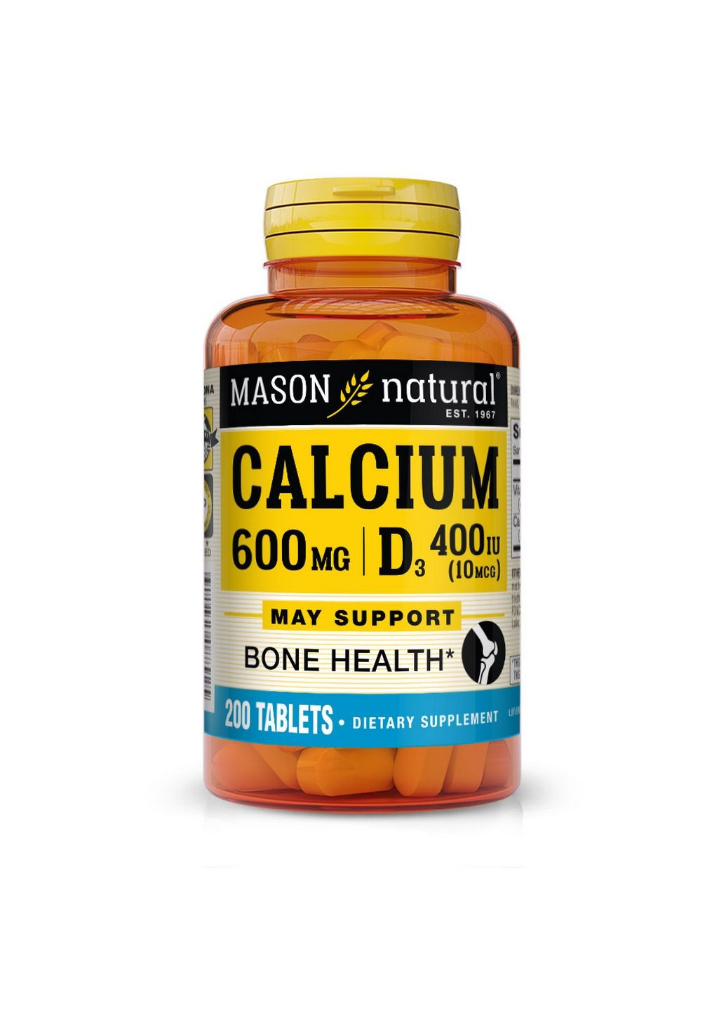 Витамины и минералы Calcium 600 mg Plus Vitamin D3, 200 таблеток Mason Natural (293483286)