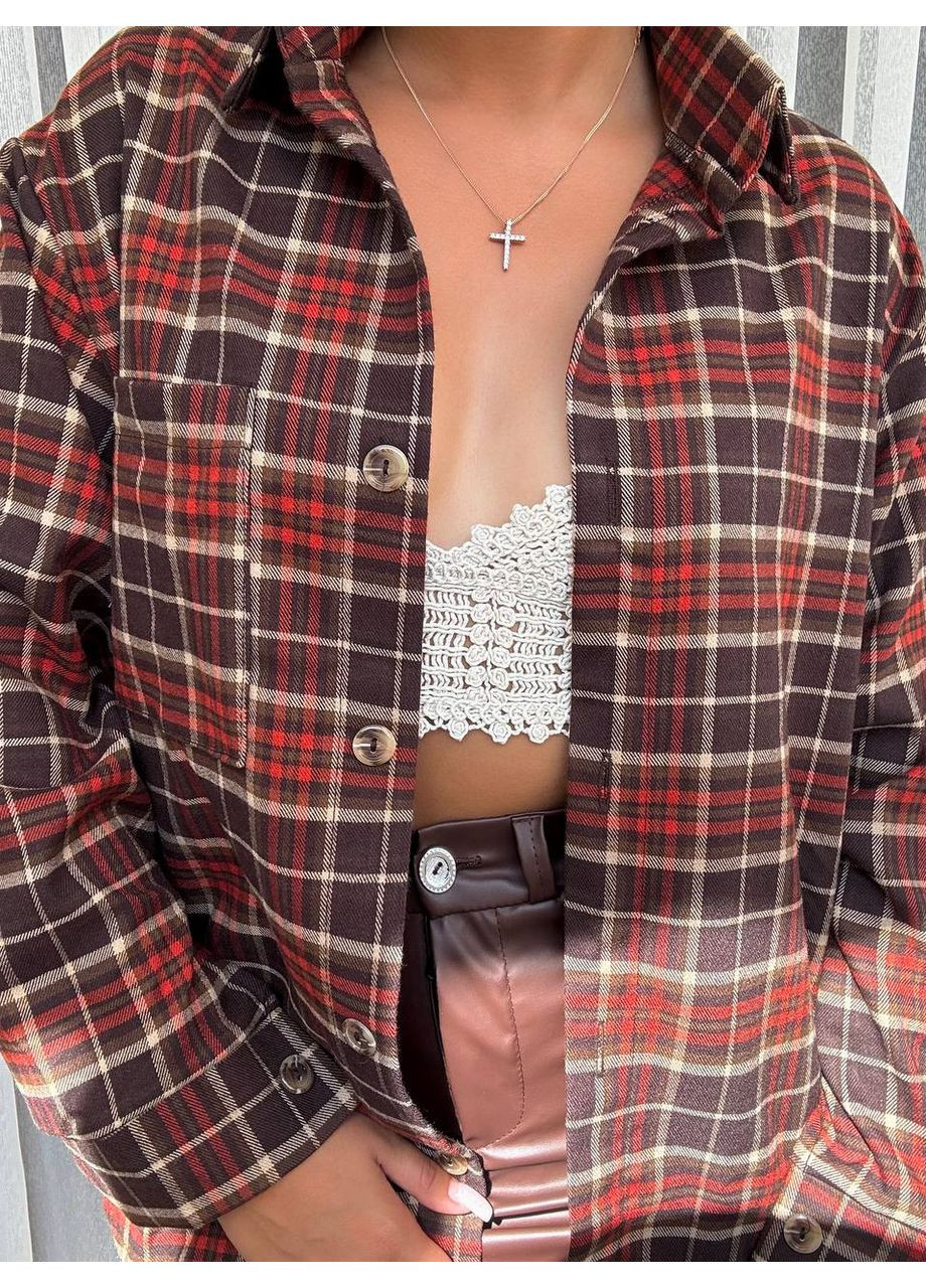 Жіноча сорочка оверсайз у клітинку MonCher (353689649)