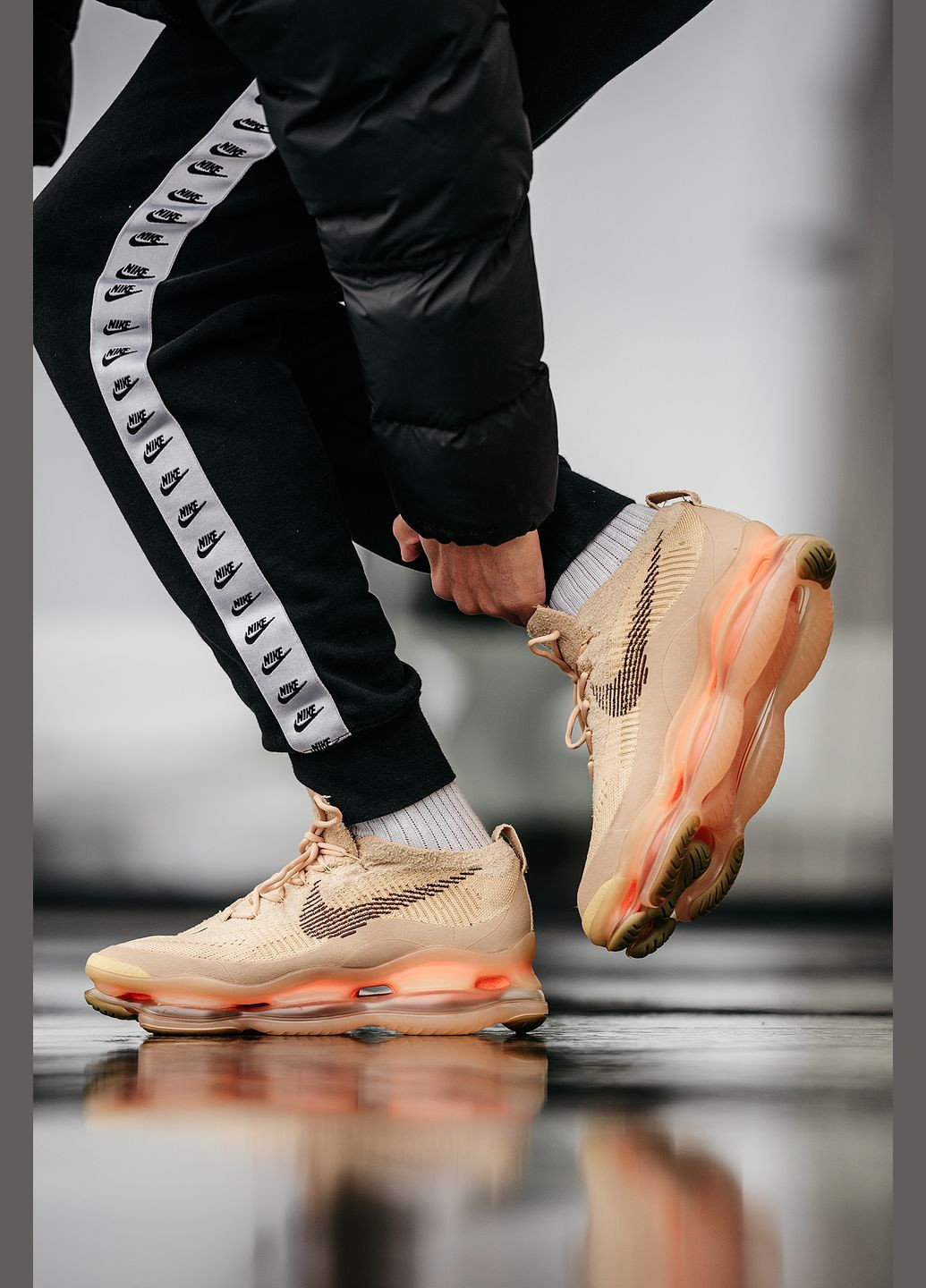Бежевые демисезонные кроссовки мужские nike air max scorpion fk beige | найк аир макс скорпион фк бежевый No Brand
