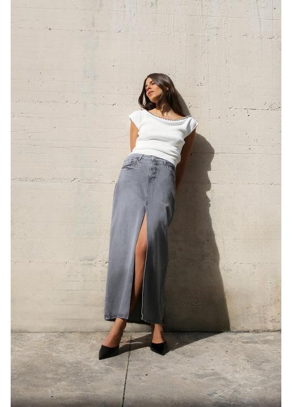 Джинсова спідниця z1975 міді з розрізом Zara (360895139)