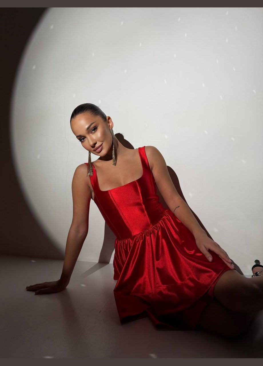 Червона святковий, коктейльна, повсякденний, відвертий, вечірня сукня жіноча No Brand однотонна