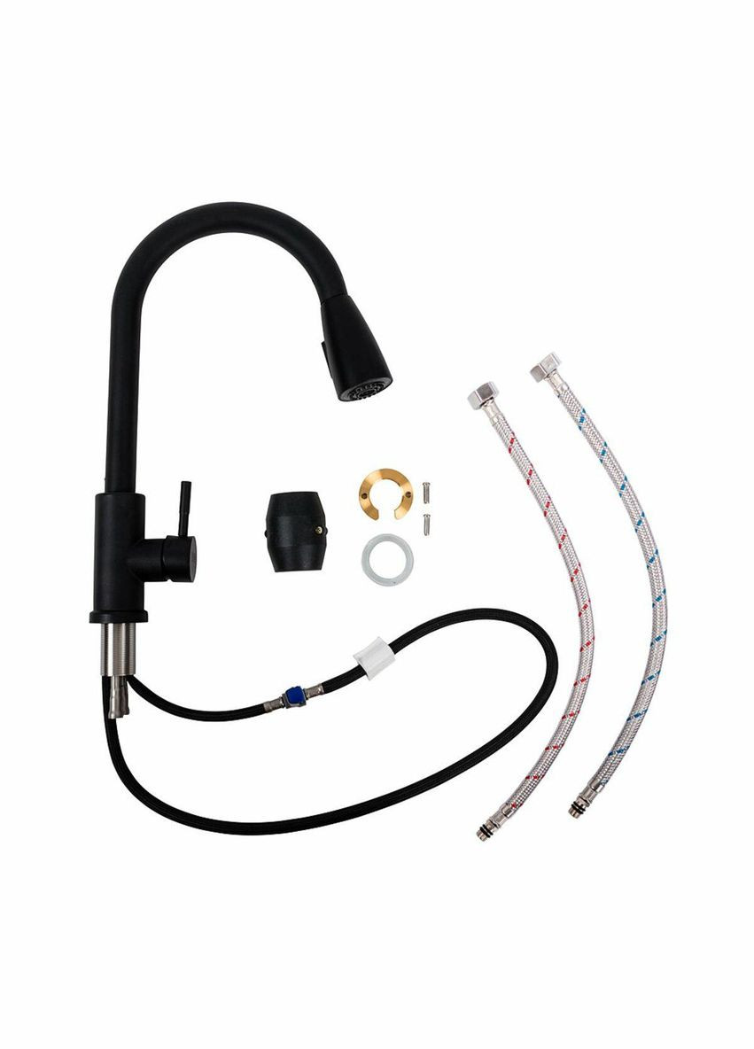 Смеситель кухонный LN08 черный с выдвижной лейкой Valeso (342069589)