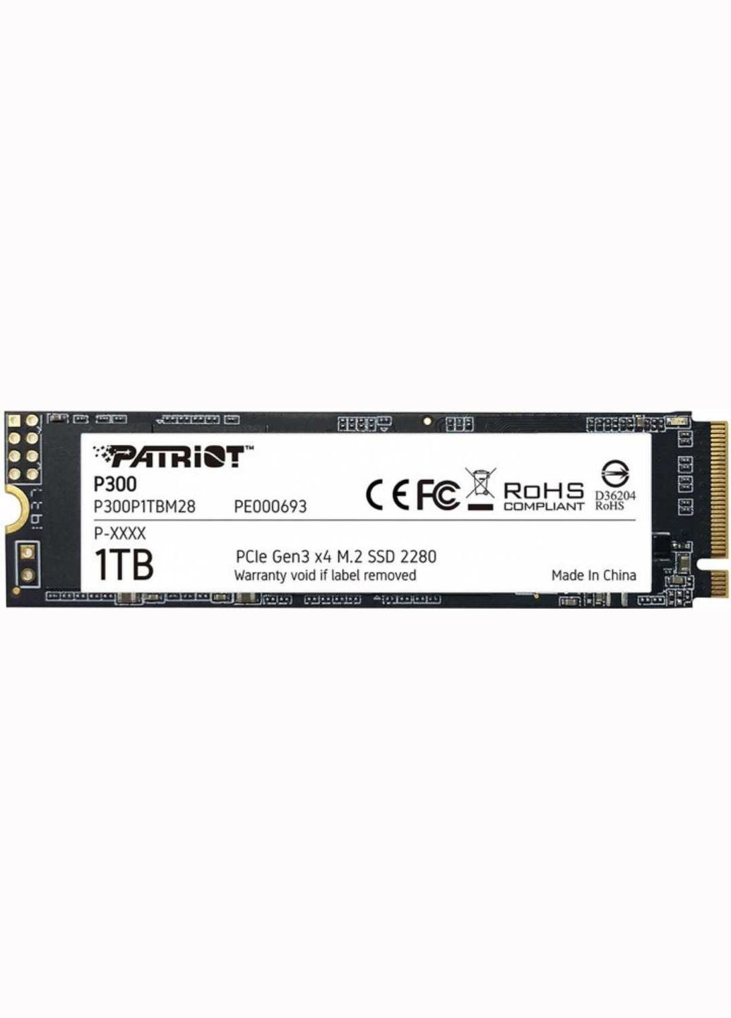 Накопичувач SSD 1TB P300 M.2 2280 PCIe 3.0 x4 NVMe TLC (P300P1TBM28) Patriot (336953735)