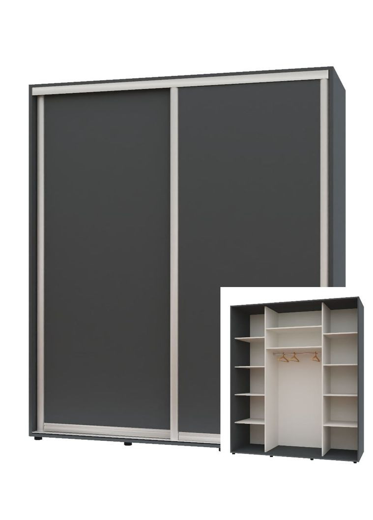 Шафа-купе дводверна 200*60*210 см Графіт 2 двері ДСП Максі Комфорт Меблі (360429669)